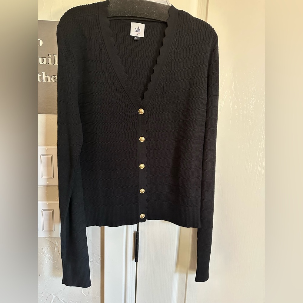 CAbi Black Scalloped Button Treasure Cardigan